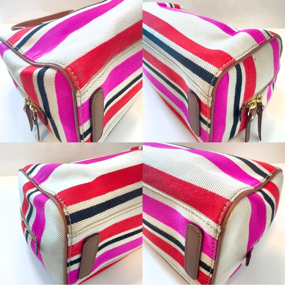 🌺 Kate Spade New York Oak Island Kaleigh Satchel Bag – Striped Canvas - Picture 7 of 10